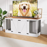 70.8" Farmhouse Double Dog Crate Furniture with Divider