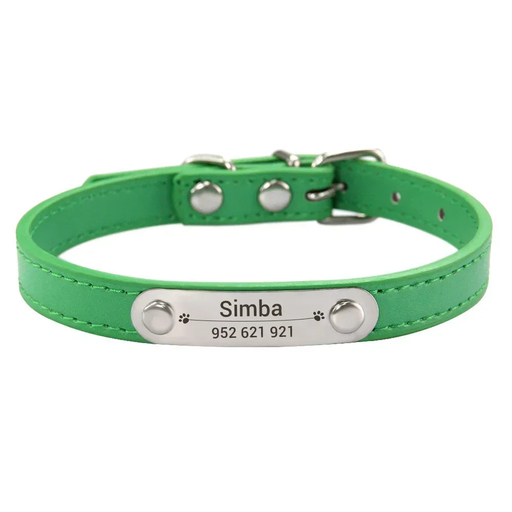 Personalized Dog Collar with Engraved Name Plate, 16 Colors