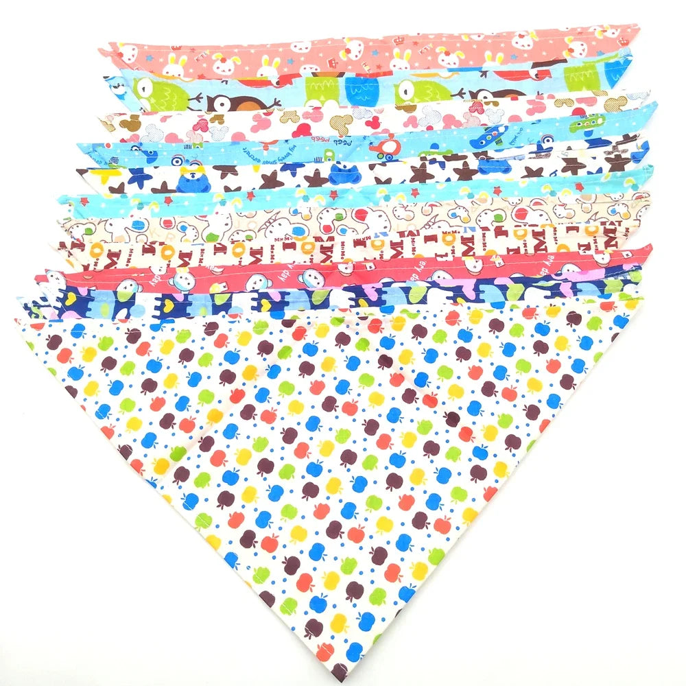 Bulk Dog Bandanas 30 or 50 Pack, Cotton Triangle Scarves