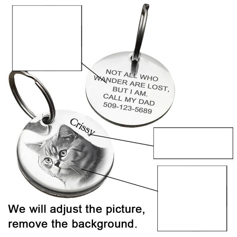 Custom Photo Dog Tag, Personalized Pet Tag with Your Dog's Picture