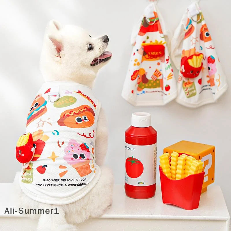 Burger Dog Vest, Cute Cartoon Summer Shirt for Small Dogs and Cats
