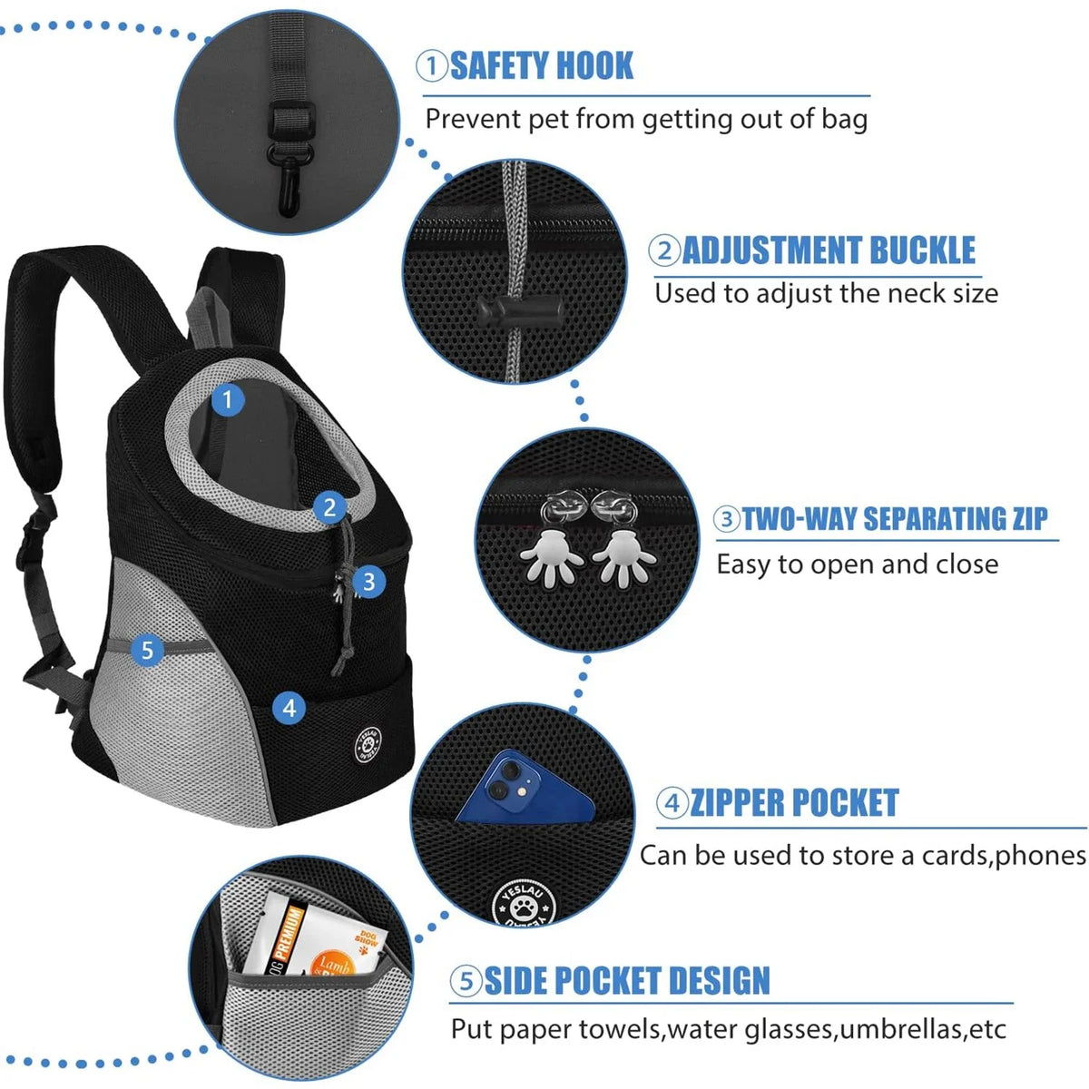 Front Dog Carrier Backpack with Head-Out Design for Small Dogs