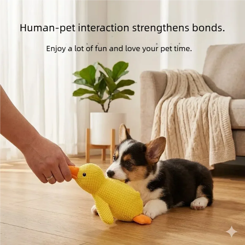 Plush Duck Squeaky Dog Toy, Soft Textured Fabric