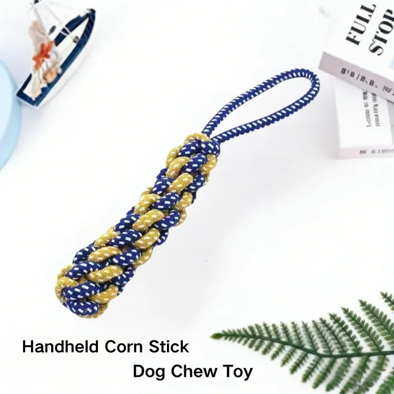 Cotton Rope Dog Chew Toy in Carrot, Dumbbell and Corn Shapes