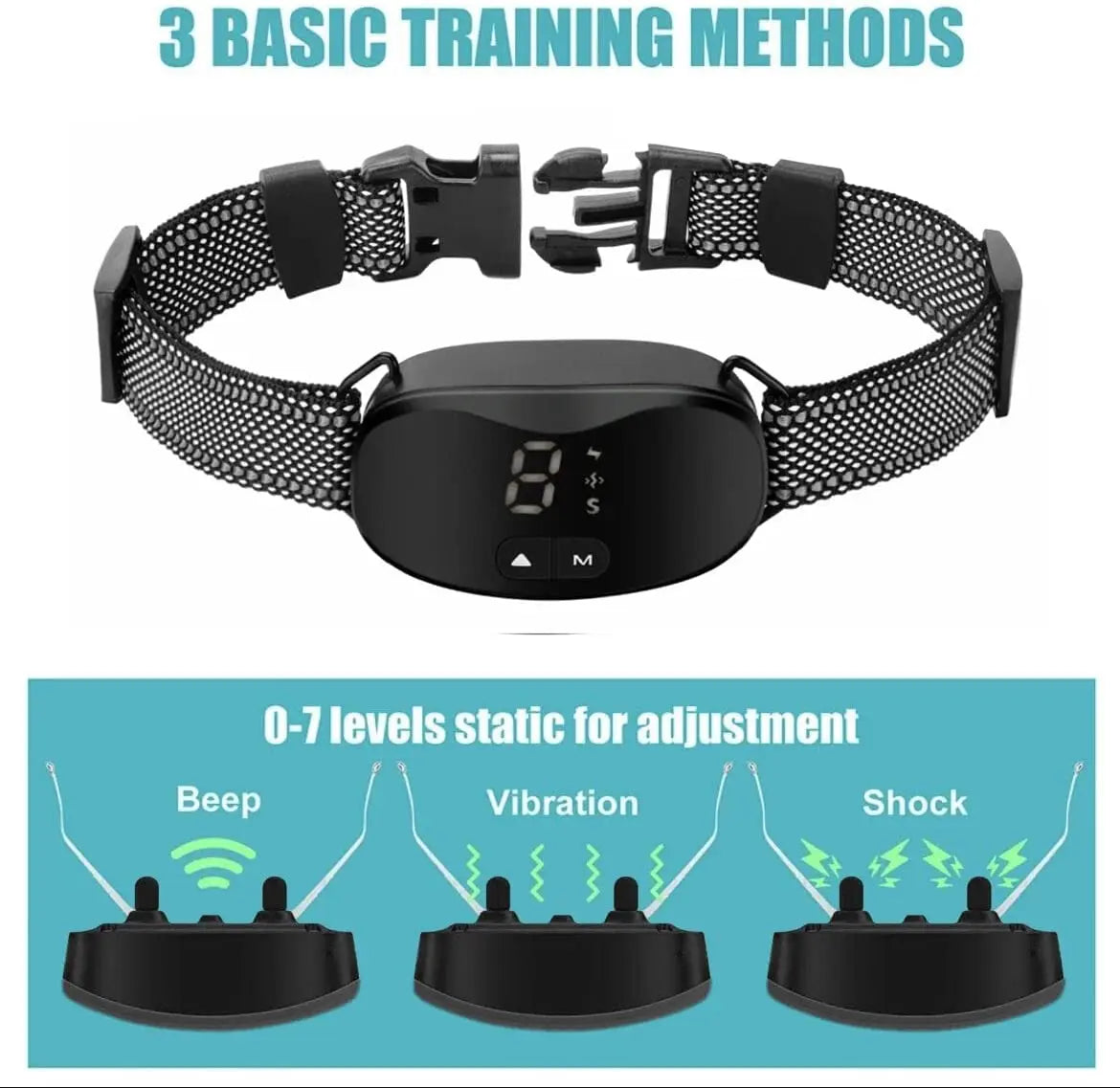 Rechargeable Anti Bark Collar with Beep, Vibration, and Static