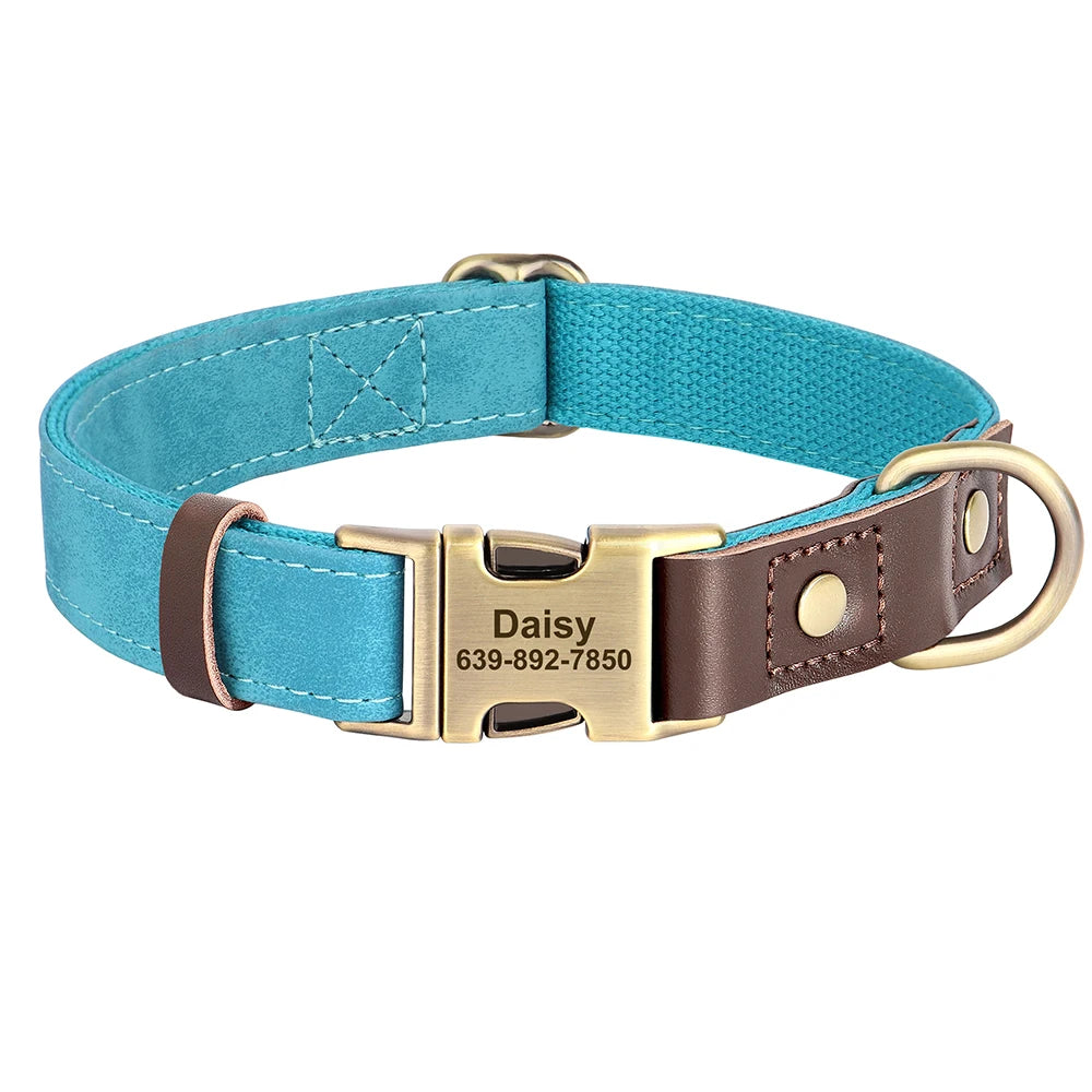 Custom Engraved Buckle Dog Collar with Name and Phone Number