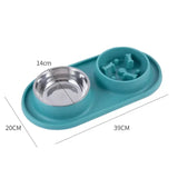 Stainless Steel Double Dog Bowl with Non-Slip Silicone Mat