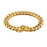 Stainless Steel Cuban Link Dog Chain Collar, 14 mm, Gold or Silver