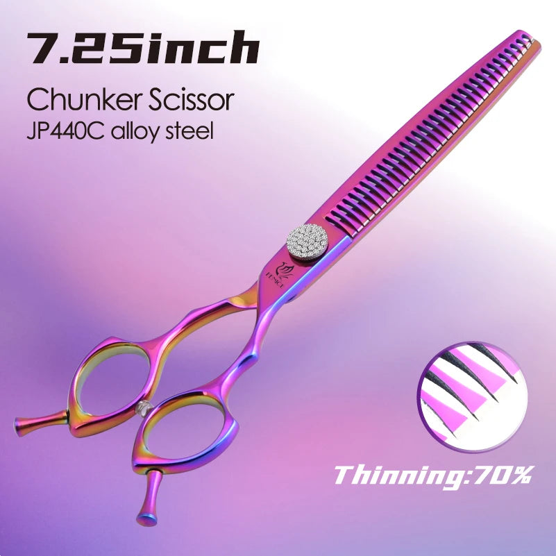 Curved Chunker Dog Grooming Scissors, 7.25 Inch 440C Steel