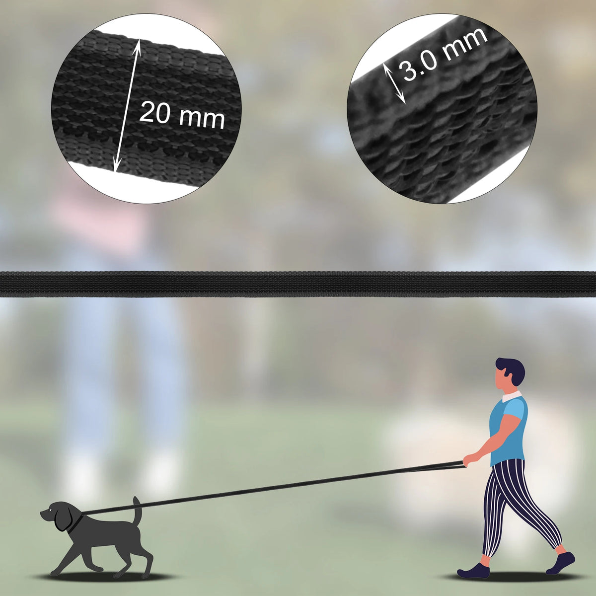 Long Line Dog Leash with Rubber Grip, 6 Lengths up to 49 Ft