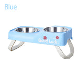 Foldable Elevated Dog Bowl Stand with Double Stainless Steel Bowls
