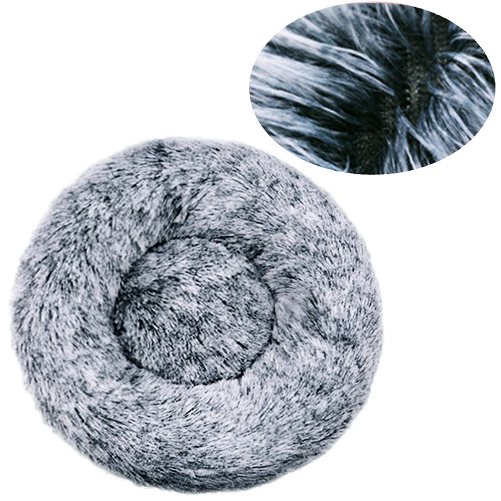 Round Plush Dog Bed, Fluffy Donut Bed for Small to Large Dogs