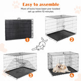 48 Inch Double Door Folding Dog Crate with Leak-Proof Tray