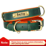 PU Leather Dog Collar with Engraved Nameplate ID Tag, Padded