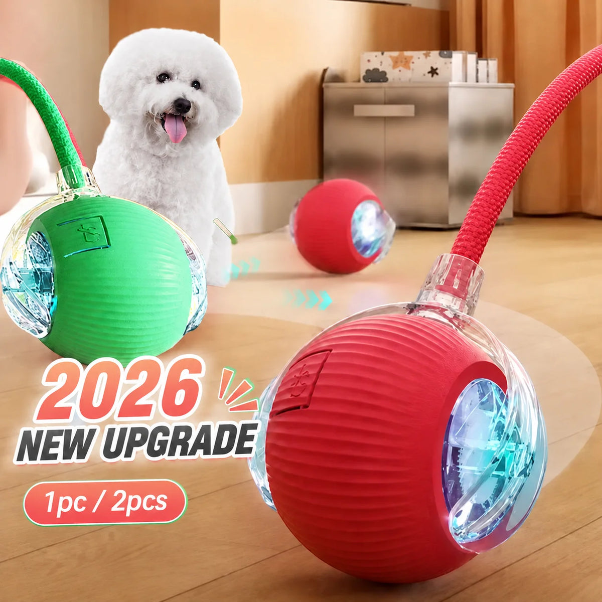Automatic Rolling Ball Toy for Dogs, Rechargeable with 3 Modes