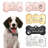 Engraved Bone Dog ID Tag, Personalized Stainless Steel Tag