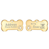 Engraved Bone Dog ID Tag, Personalized Stainless Steel Tag