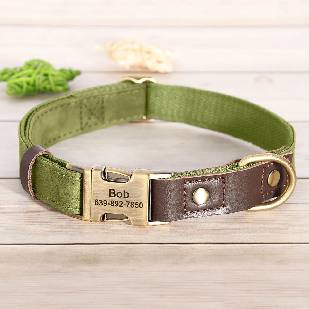 Custom Engraved Dog Collar in PU Leather, 9 Colors