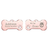 Engraved Bone Dog ID Tag, Personalized Stainless Steel Tag