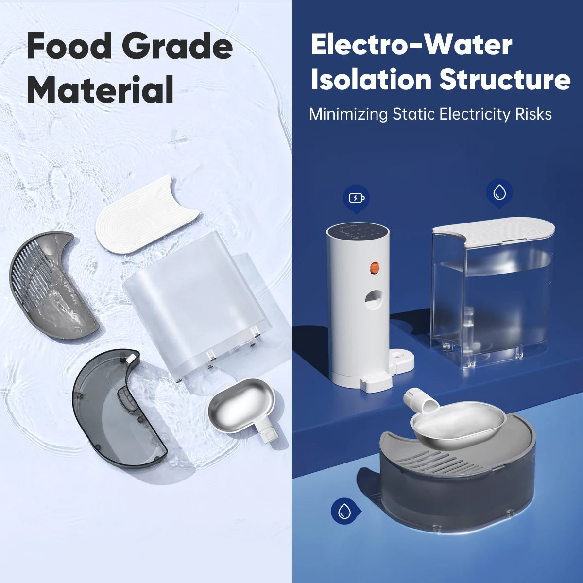 Cordless Pet Water Dispenser with Stainless Steel Bowl