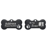 Engraved Bone Dog ID Tag, Personalized Stainless Steel Tag