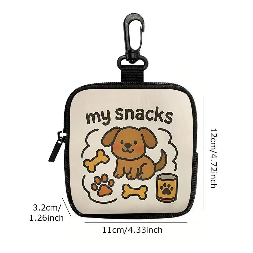Dog Treat Pouch with Carabiner Clip, Compact Zipper Bag