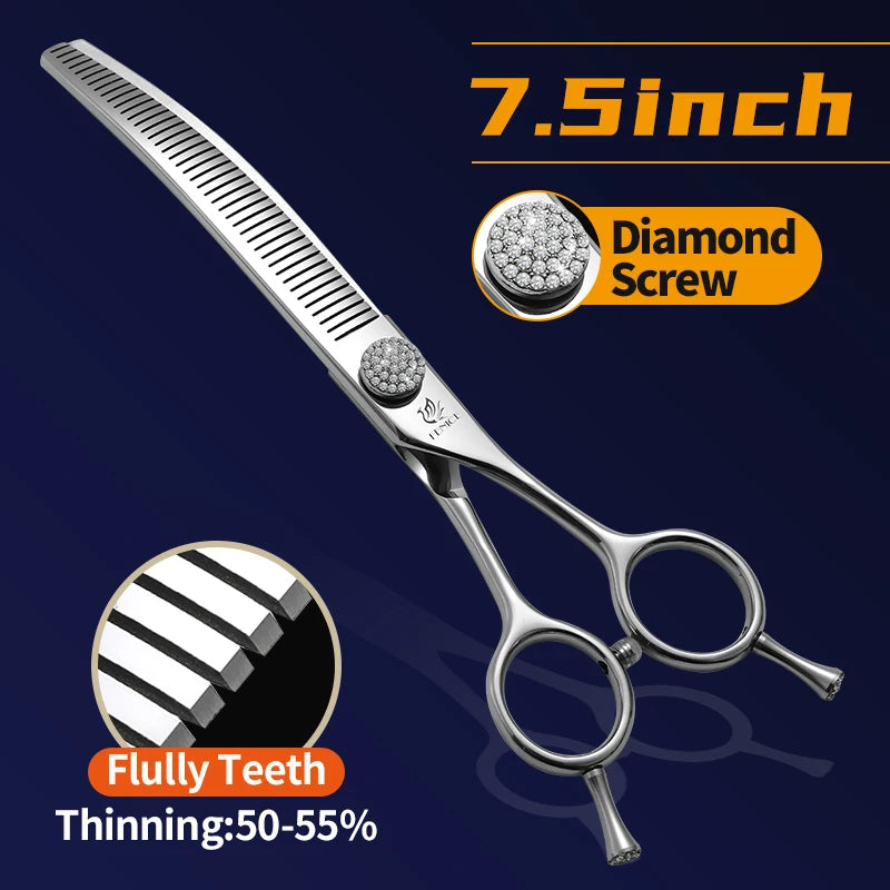Curved Chunkers and Thinners for Dog Grooming, 7 or 7.5 Inch