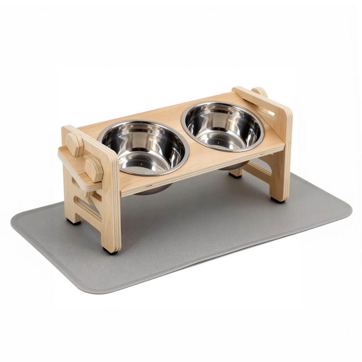 Elevated Dog Bowls, 15 Degree Tilted Stand, 2 Stainless Steel Bowls Dog Feeder