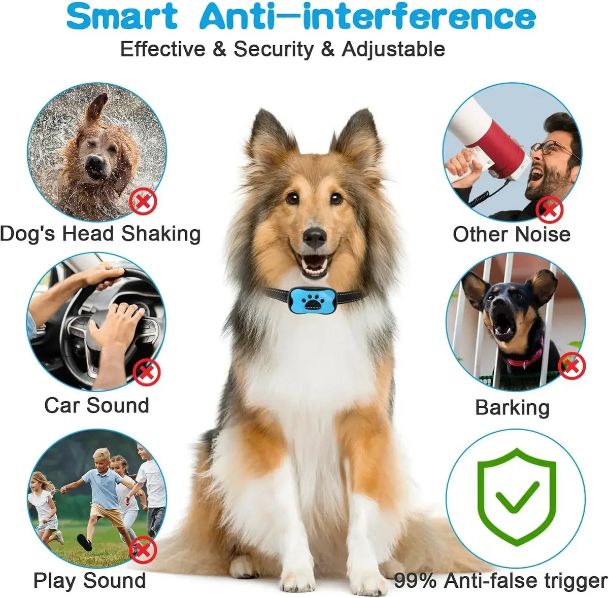 Rechargeable Dog Bark Collar with Beep and Vibration Modes