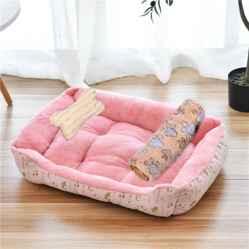 Plush Rectangle Dog Bed with Raised Sides in Candy Colors