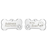 Engraved Bone Dog ID Tag, Personalized Stainless Steel Tag