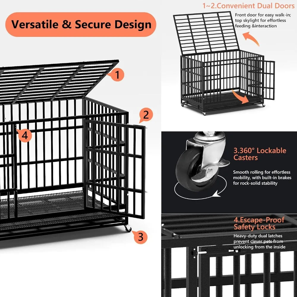 48 Inch Heavy Duty Dog Crate with Slide-Out Tray