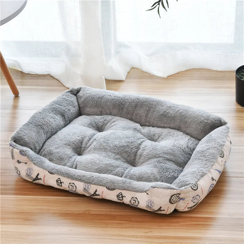Plush Rectangle Dog Bed with Raised Sides in Candy Colors