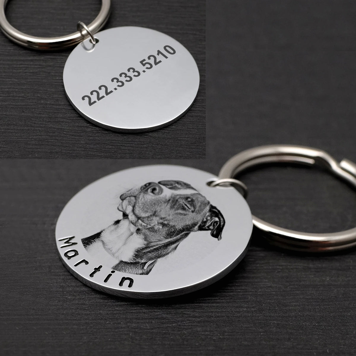 Custom Photo Dog Tag with Pet Name, Personalized Pet ID Tag