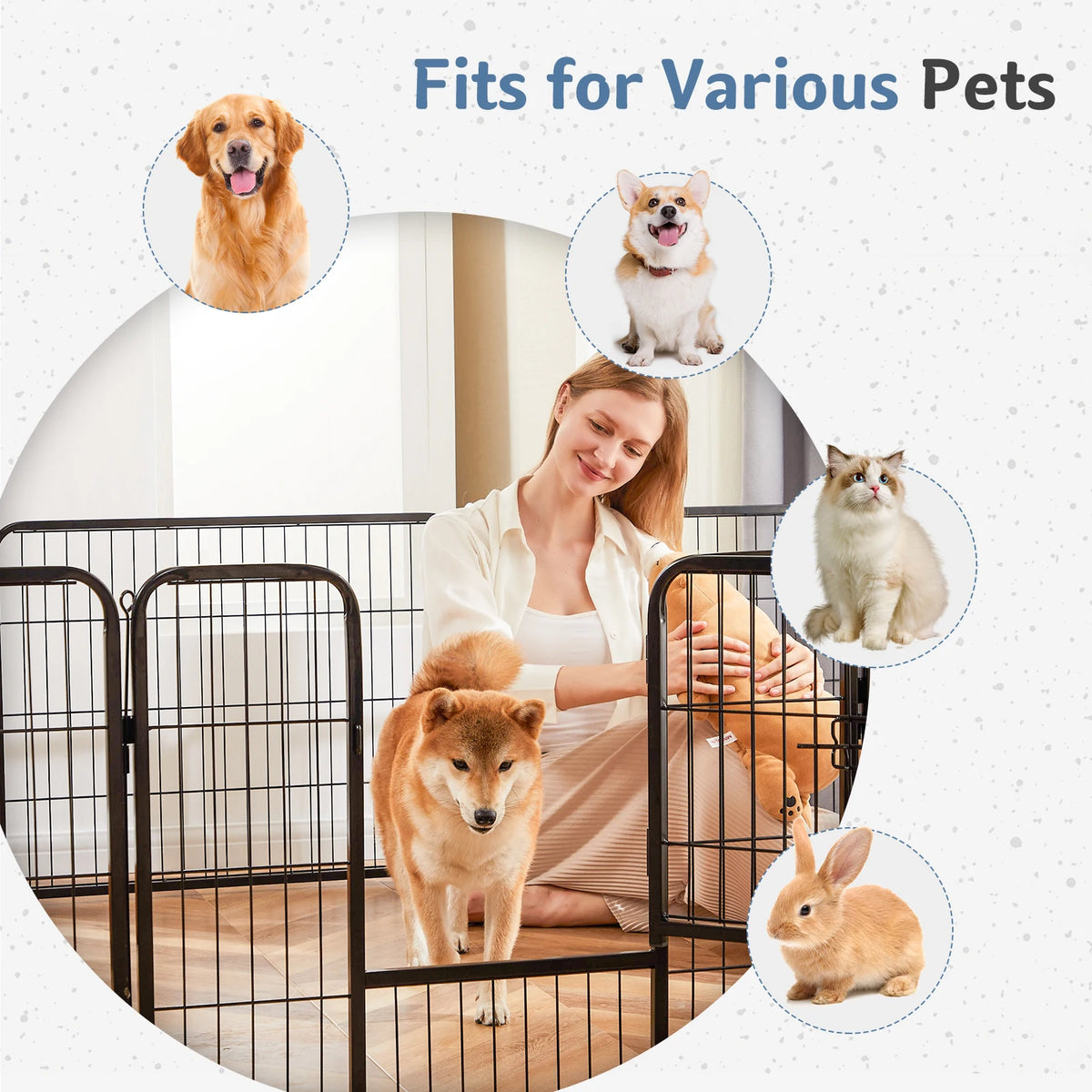 Large Dog Playpen with 16 Panels, 107 Sq Ft Foldable Exercise Pen