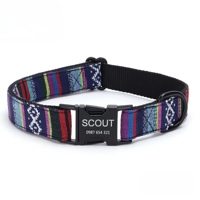 Personalized Dog Collar with Engraved Name and Phone Buckle