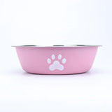 Stainless Steel Dog Bowl with Paw Print and Non-Slip Base
