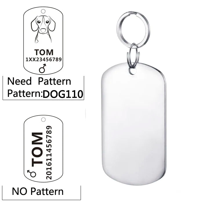 Engraved Dog ID Tag, Two-Sided Stainless Steel Name Tag