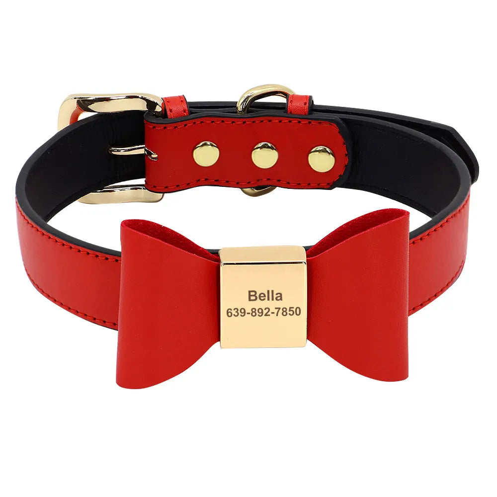 Personalized Bow Dog Collar with Rhinestones for Small Dogs