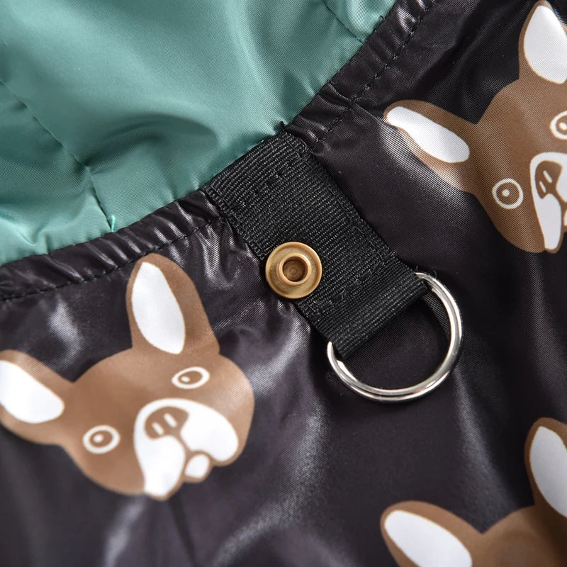 Waterproof Dog Raincoat Overalls with French Bulldog Print
