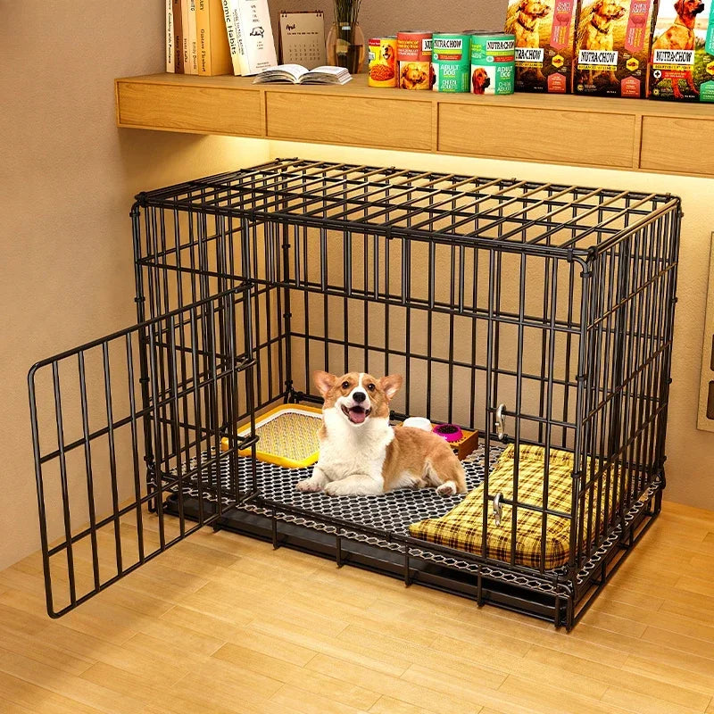 Folding Dog Cage with Pull-Out Tray for Small & Medium Dogs