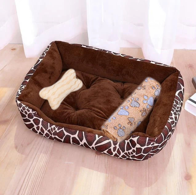 Plush Rectangle Dog Bed with Raised Sides in Candy Colors