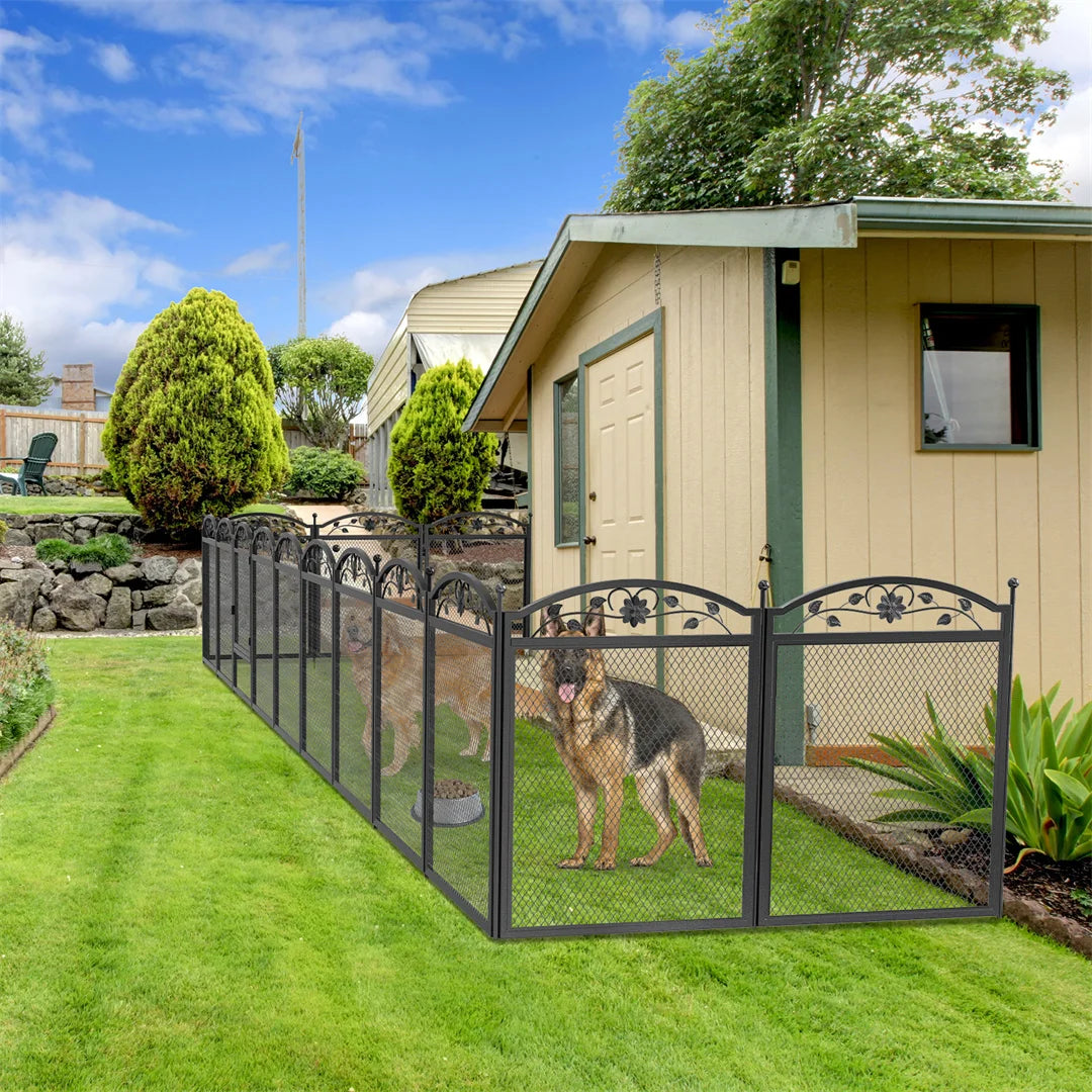 8 Panel Metal Dog Playpen with Waterproof Whelping Pad
