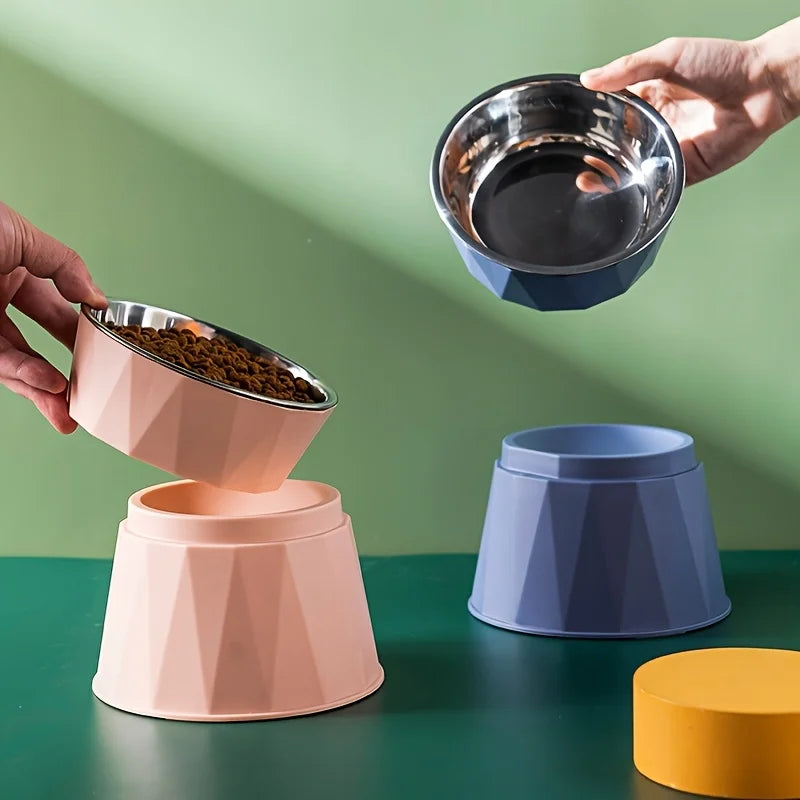 Stainless Steel Raised Dog Bowl with Anti-Slip Anti-Tip Design