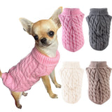 Classic Knit Dog Sweater for Small Dogs in 5 Solid Colors