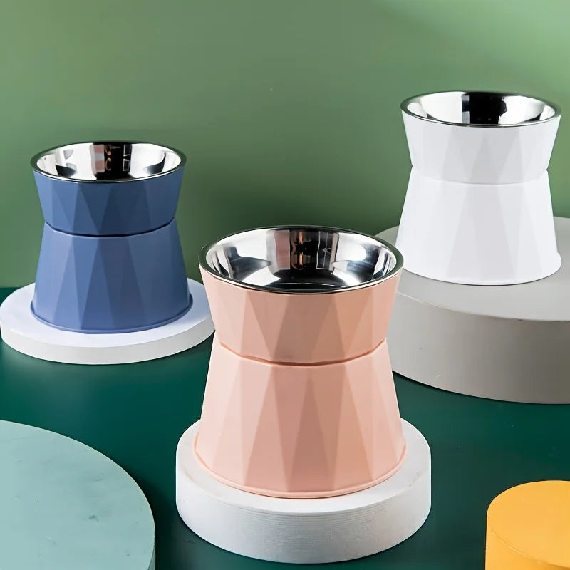 Stainless Steel Raised Dog Bowl with Anti-Slip Anti-Tip Design