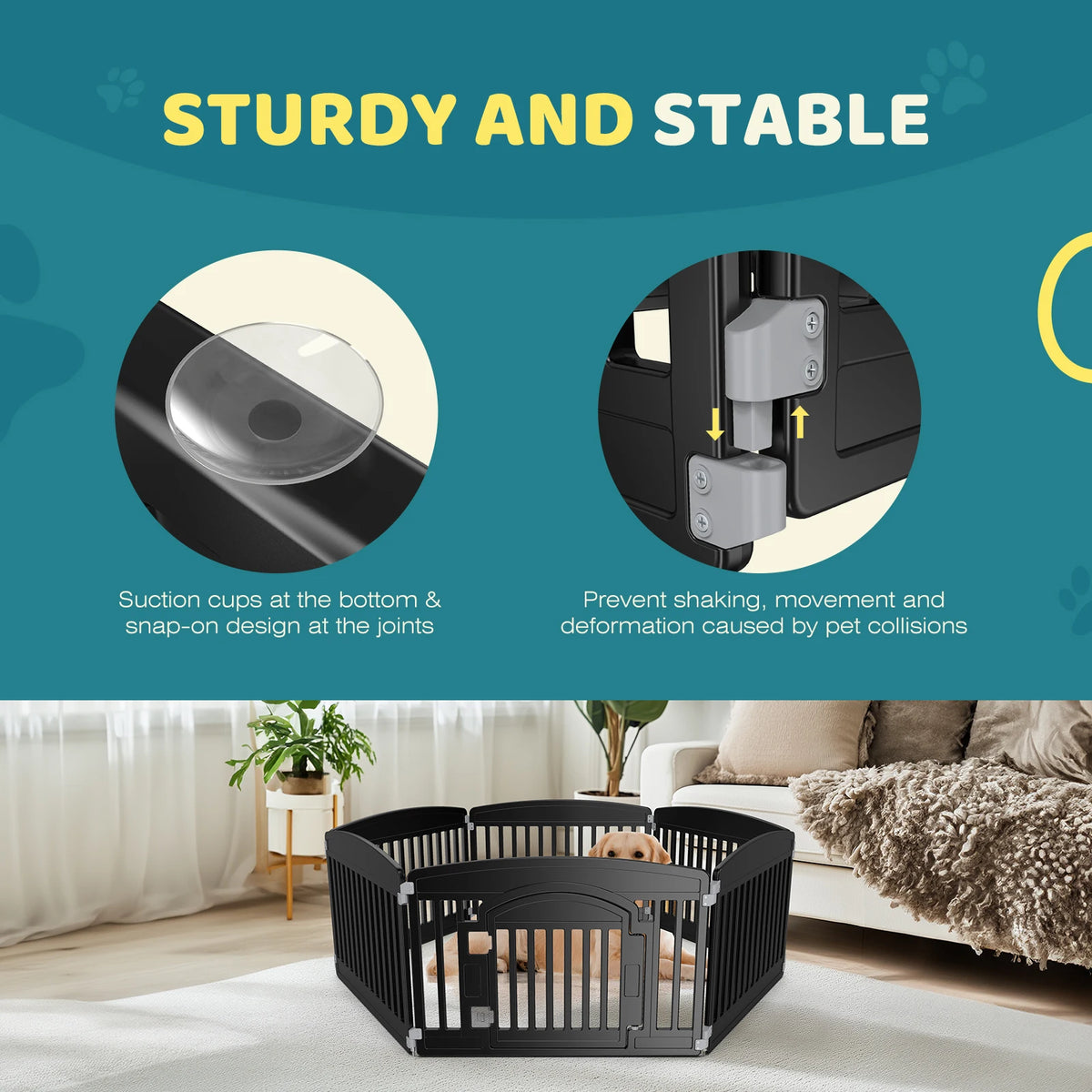 6 Panel Plastic Dog Playpen, 24 Inch Expandable Fence