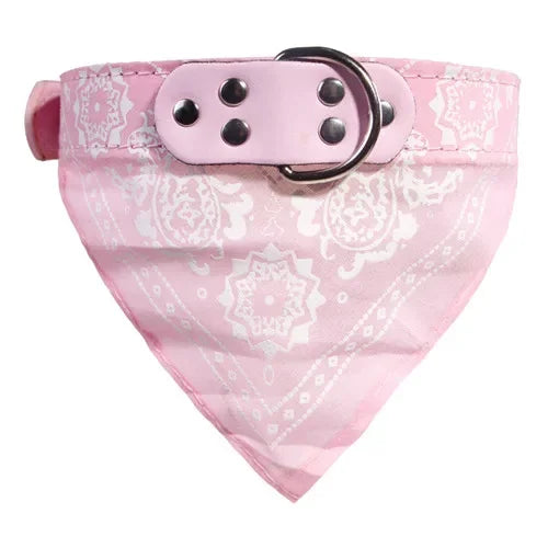 Adjustable Dog Bandana Collar with Reflective Leather
