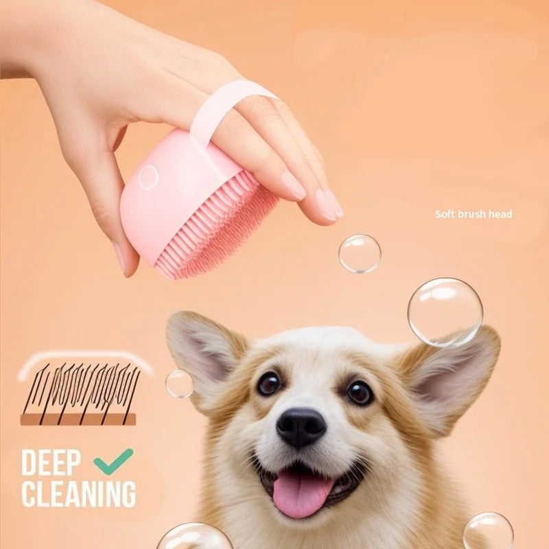 Silicone Dog Bath Brush with Shampoo Dispenser