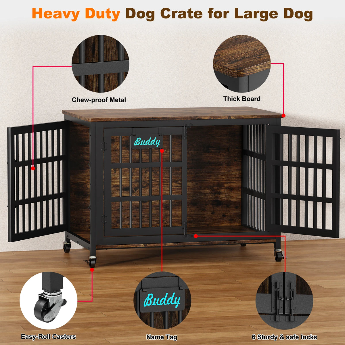 Dog Crate Furniture with Casters, TV Stand Design
